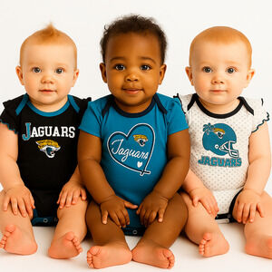 NWT Jacksonville Jaguars Baby Girl 3-Pack Bodysuit Creeper Set – Size 12–18M